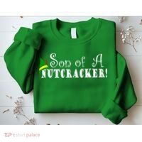 Son Of A Nutcracker Funny Christmas Elf Hat Sweatshirt thumb 2