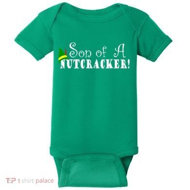 Son Of A Nutcracker Funny Christmas Elf Hat Baby Bodysuit