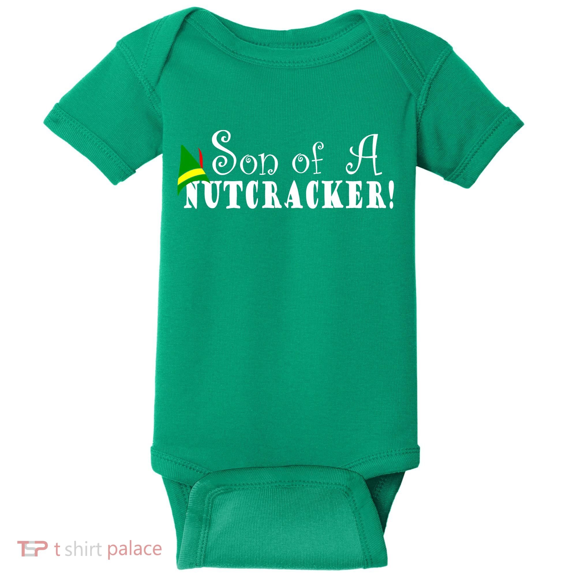 Son Of A Nutcracker Funny Christmas Elf Hat Baby Bodysuit