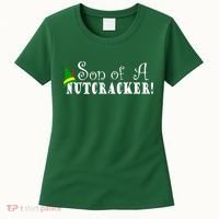 Son Of A Nutcracker Funny Christmas Elf Hat Women's T-Shirt thumb 0