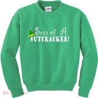 Son Of A Nutcracker Funny Christmas Elf Hat Kids Sweatshirt thumb 0