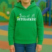 Son Of A Nutcracker Funny Christmas Elf Hat Kids Hoodie thumb 3