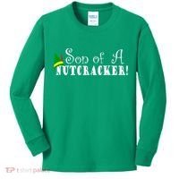 Son Of A Nutcracker Funny Christmas Elf Hat Kids Long Sleeve Shirt thumb 0