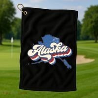 State Of Alaska Retro Logo Golf Towel thumb 1