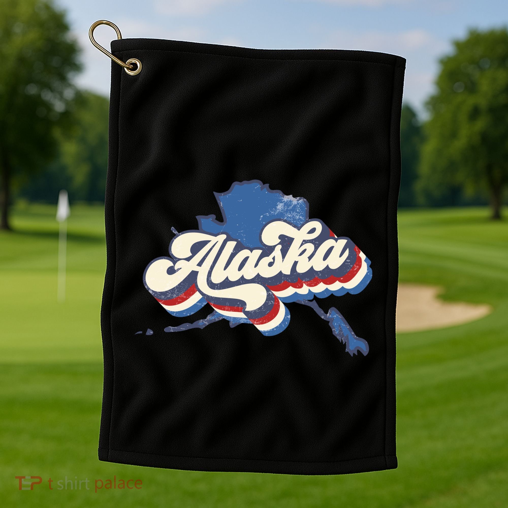 State Of Alaska Retro Logo Golf Towel