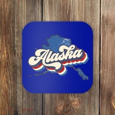 State Of Alaska Retro Logo Coaster