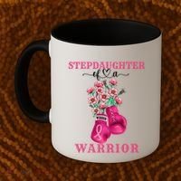 Stepdaughter Of A Warrior Breast Cancer Awareness Support Gift Coffee Mug thumb 2