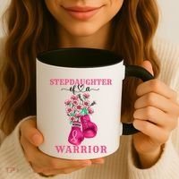 Stepdaughter Of A Warrior Breast Cancer Awareness Support Gift Coffee Mug thumb 3