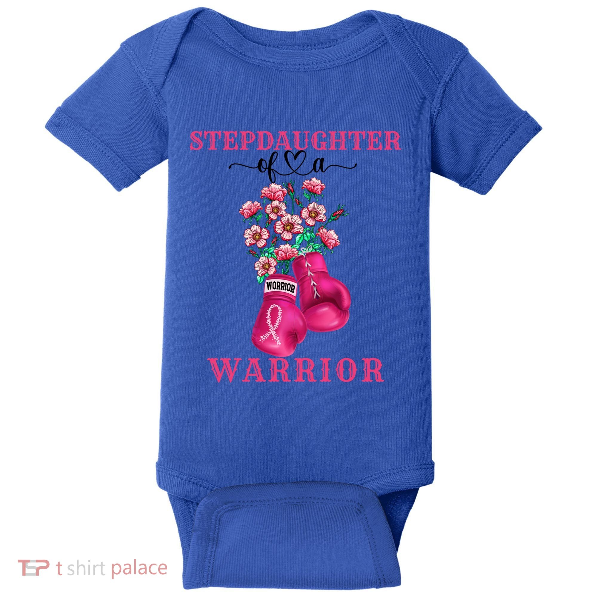 Stepdaughter Of A Warrior Breast Cancer Awareness Support Gift Baby Bodysuit