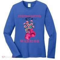 Stepdaughter Of A Warrior Breast Cancer Awareness Support Gift Women's Long Sleeve Shirt thumb 0