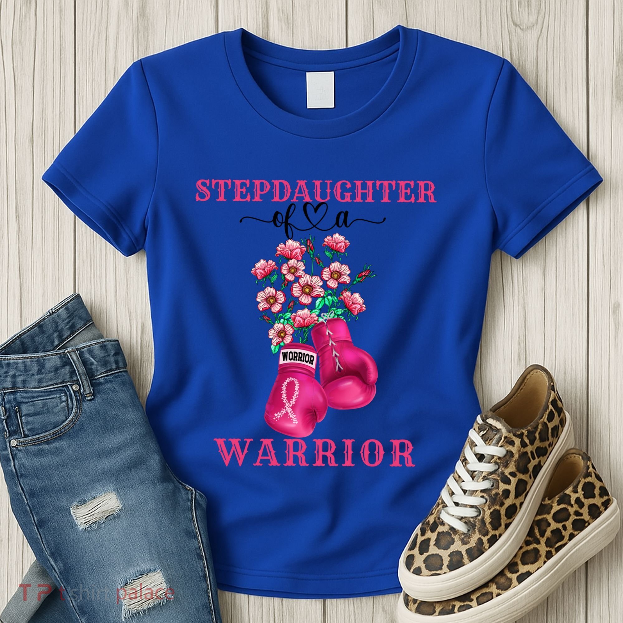 Stepdaughter Of A Warrior Breast Cancer Awareness Support Gift Women's T-Shirt