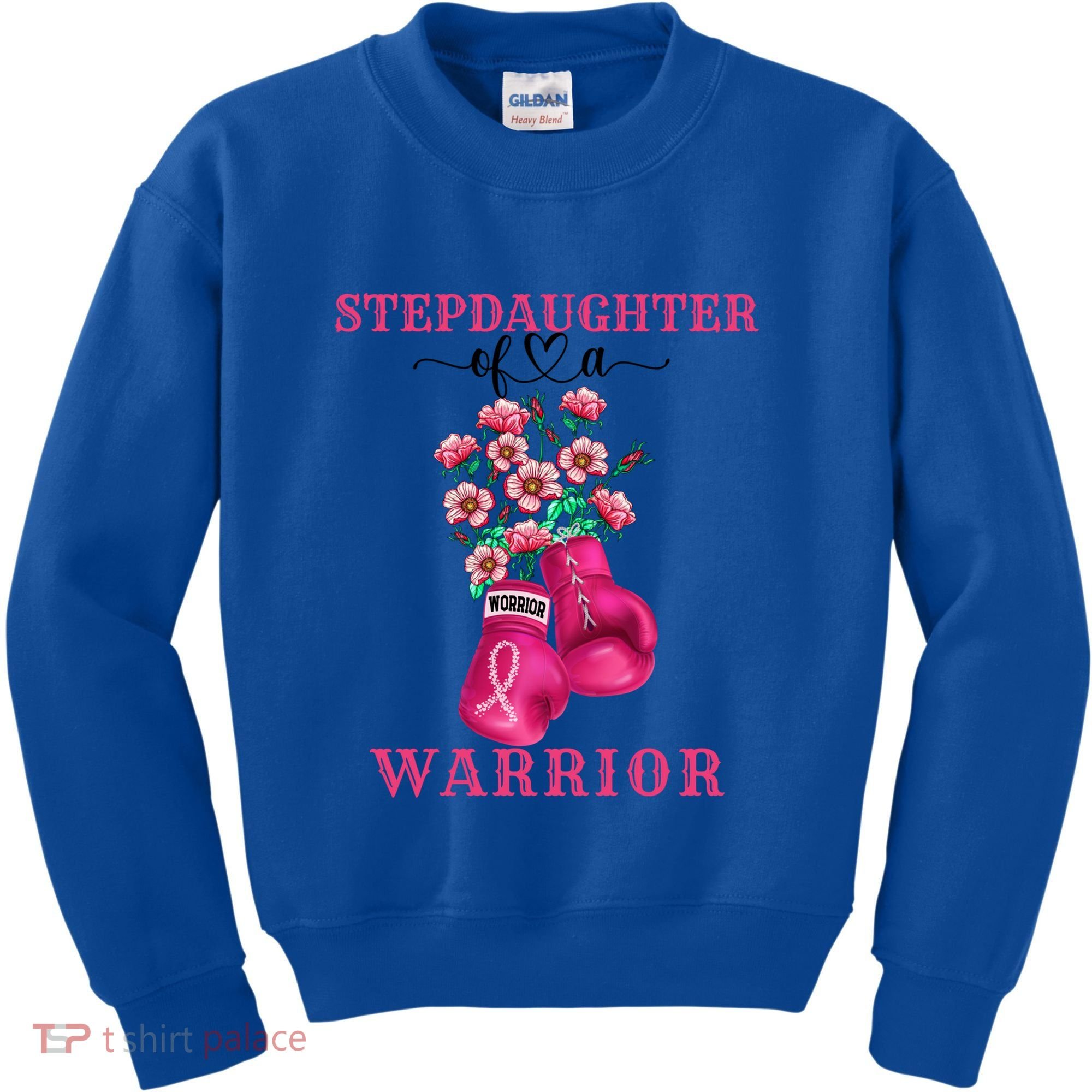 Stepdaughter Of A Warrior Breast Cancer Awareness Support Gift Kids Sweatshirt