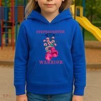 Stepdaughter Of A Warrior Breast Cancer Awareness Support Gift Kids Hoodie thumb 3