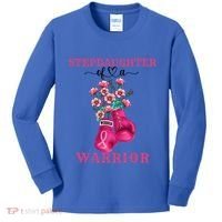 Stepdaughter Of A Warrior Breast Cancer Awareness Support Gift Kids Long Sleeve Shirt thumb 0