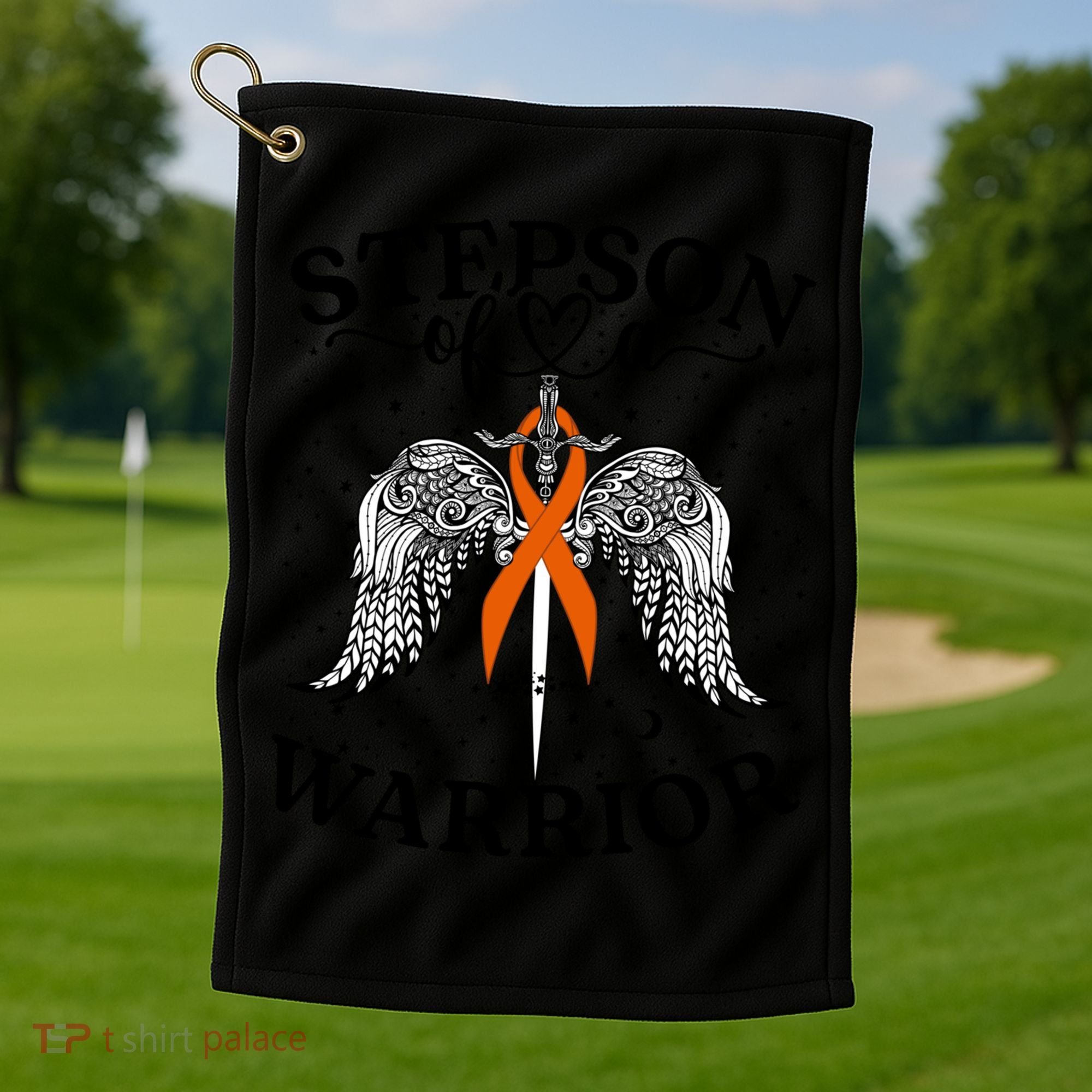 Stepson Of A Warrior Leukemia Cancer Awareness Support Squad Gift Golf Towel
