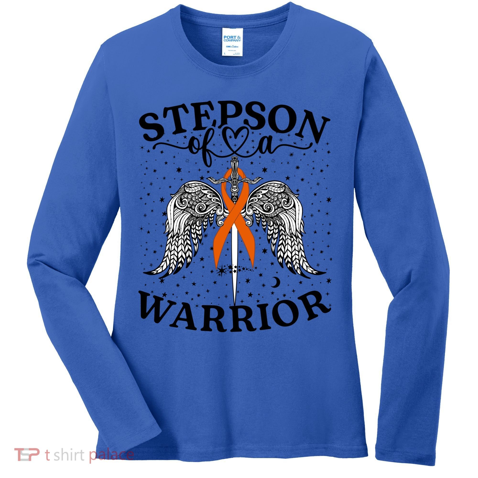 Stepson Of A Warrior Leukemia Cancer Awareness Support Squad Gift Women's Long Sleeve Shirt
