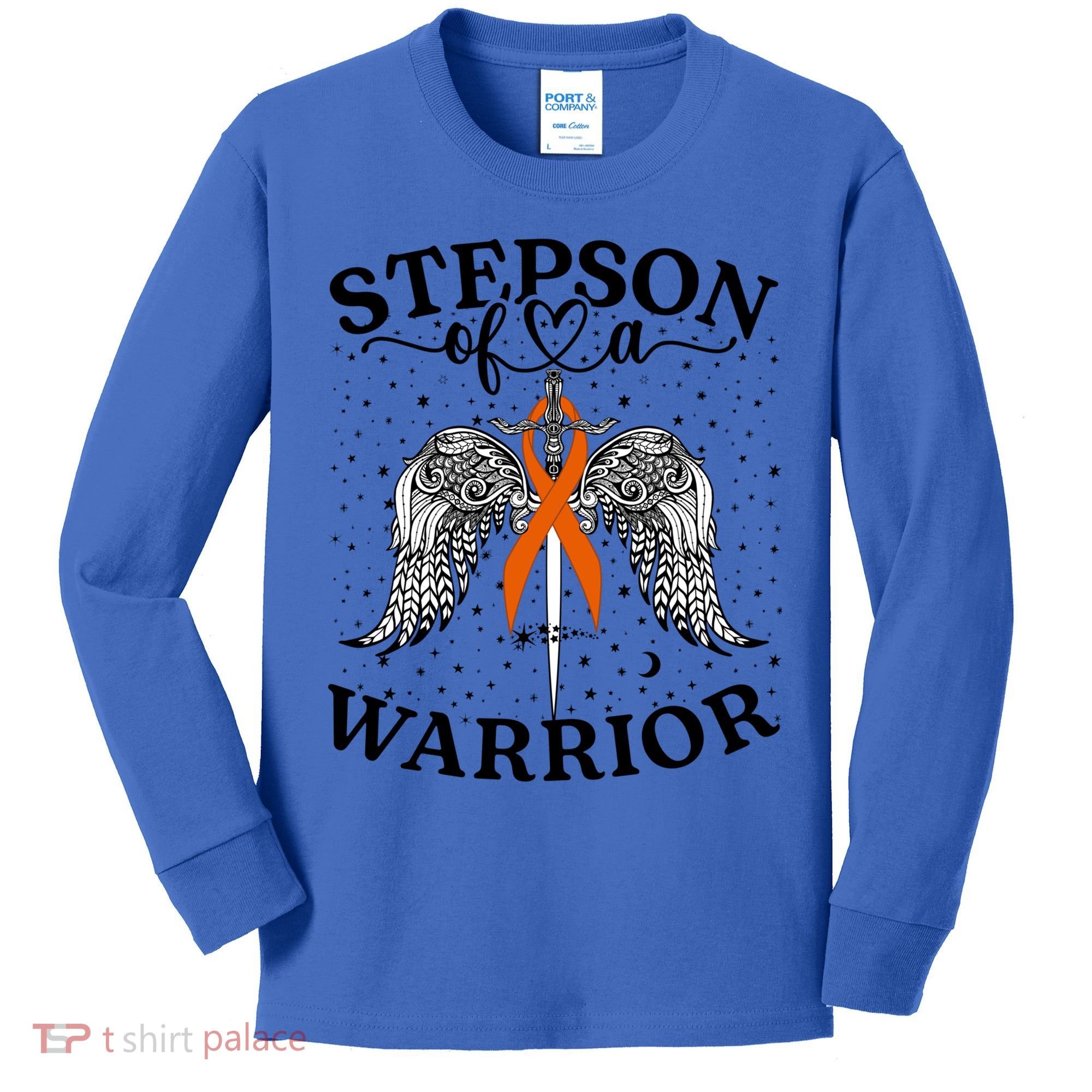 Stepson Of A Warrior Leukemia Cancer Awareness Support Squad Gift Kids Long Sleeve Shirt