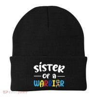 Sister Of A Warrior Autism Awareness Beanie thumb 0