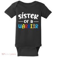 Sister Of A Warrior Autism Awareness Baby Bodysuit thumb 0