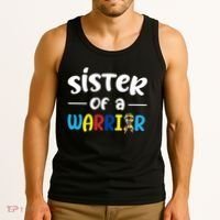 Sister Of A Warrior Autism Awareness Tank Top thumb 3