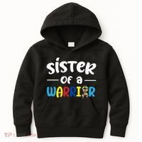 Sister Of A Warrior Autism Awareness Kids Hoodie thumb 0