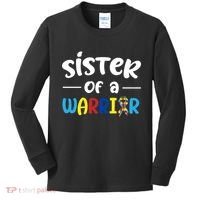 Sister Of A Warrior Autism Awareness Kids Long Sleeve Shirt thumb 0