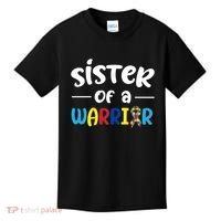 Sister Of A Warrior Autism Awareness Kids T-Shirt thumb 0