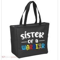 Sister Of A Warrior Autism Awareness Tote Bag thumb 2