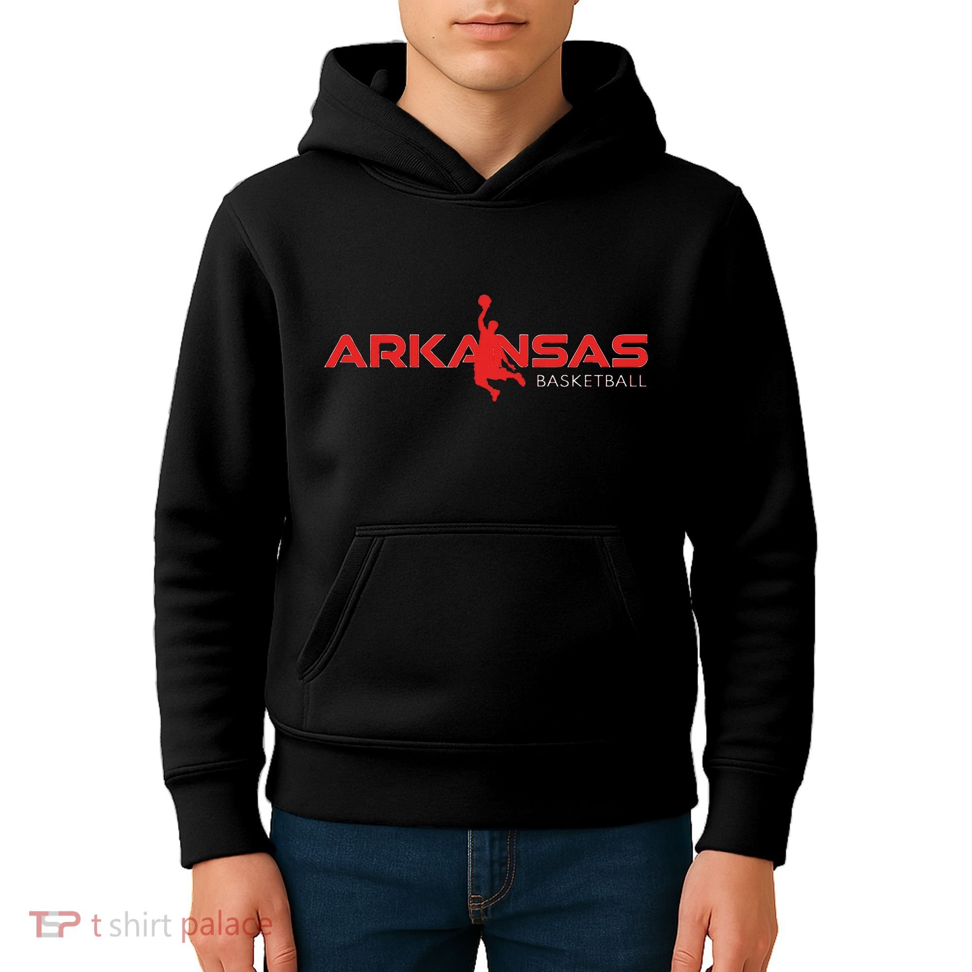 State Of Arkansas Basketball Fan Souvenir Dunking Silhouette Kids Hoodie