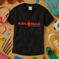 State Of Arkansas Basketball Fan Souvenir Dunking Silhouette Kids T-Shirt thumb 3