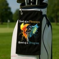 Soul Of A Phoenix Heart Of A Dragon Golf Towel thumb 2