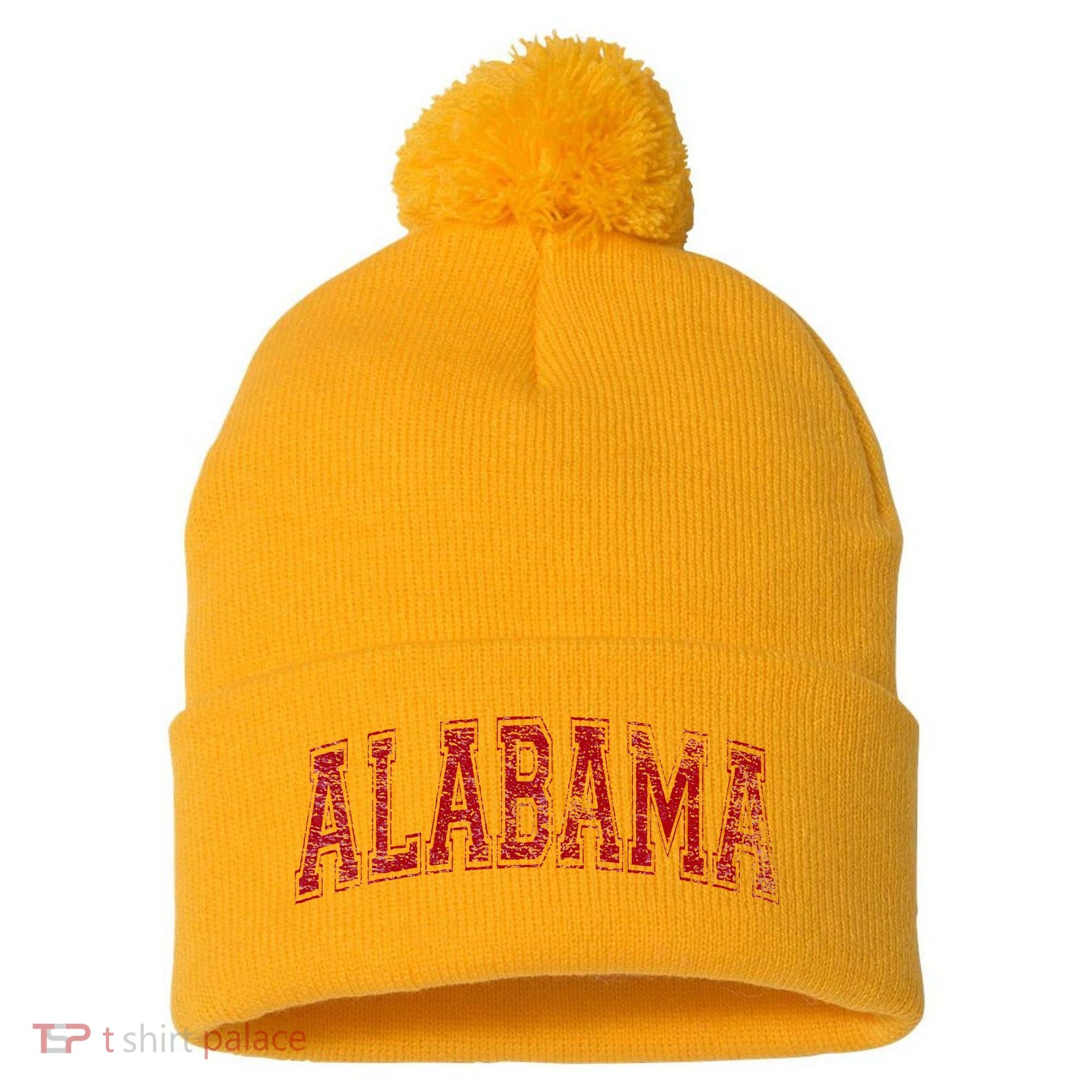 State Of Alabama Varsity Style Pom Pom 12in Knit Beanie