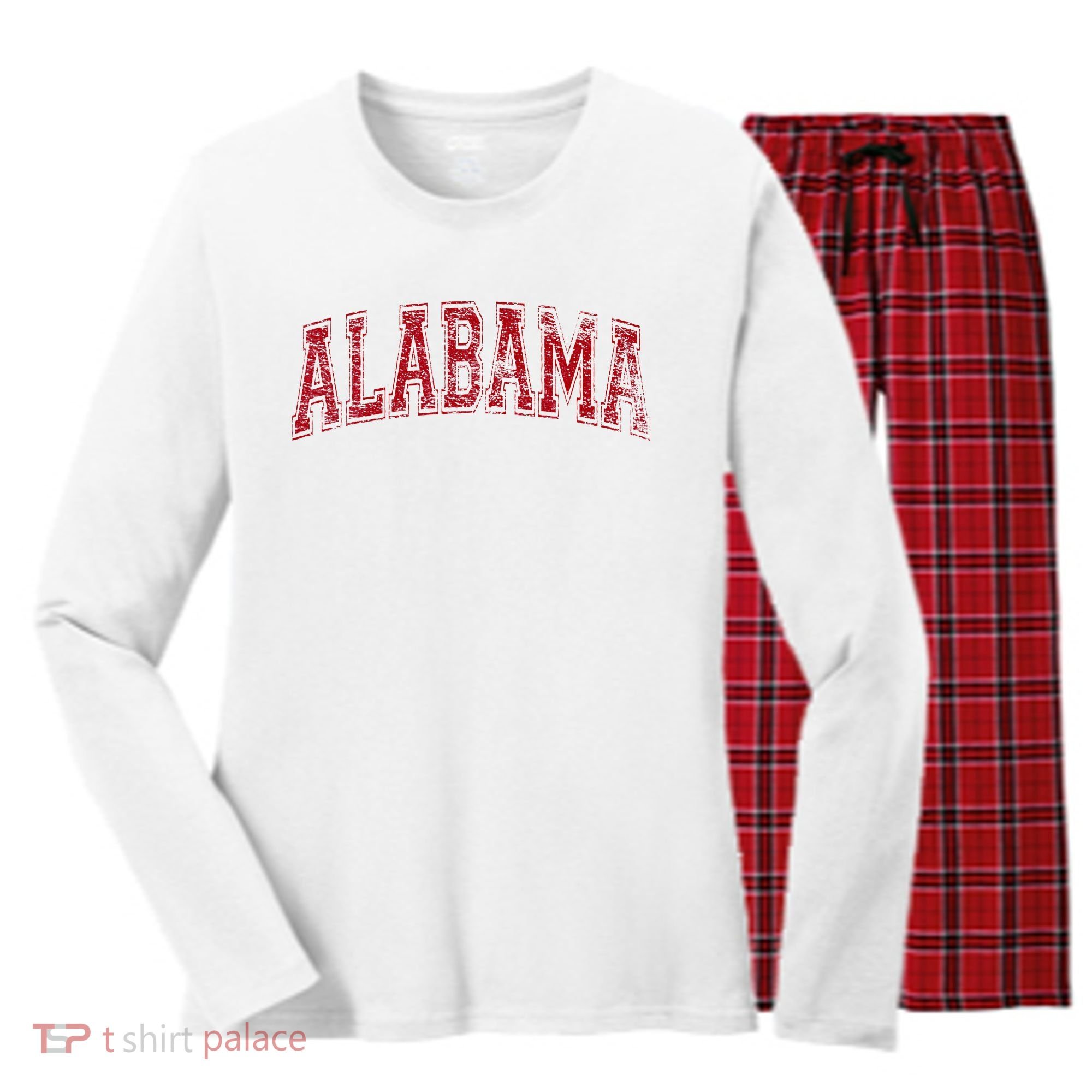State Of Alabama Varsity Style Women's Long Sleeve Flannel Pajama Set 