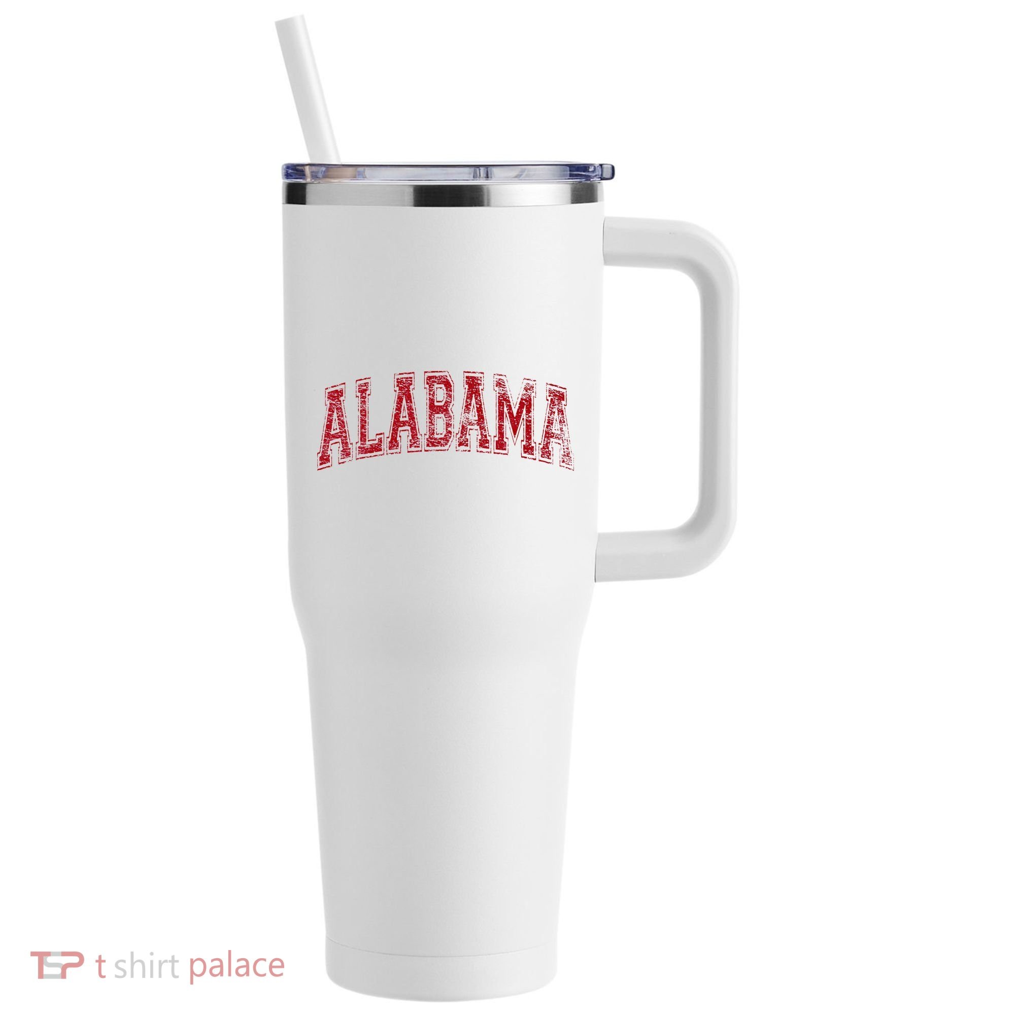 State Of Alabama Varsity Style 40oz Vacuum Insulated Stainless Steel Travel Tumbler