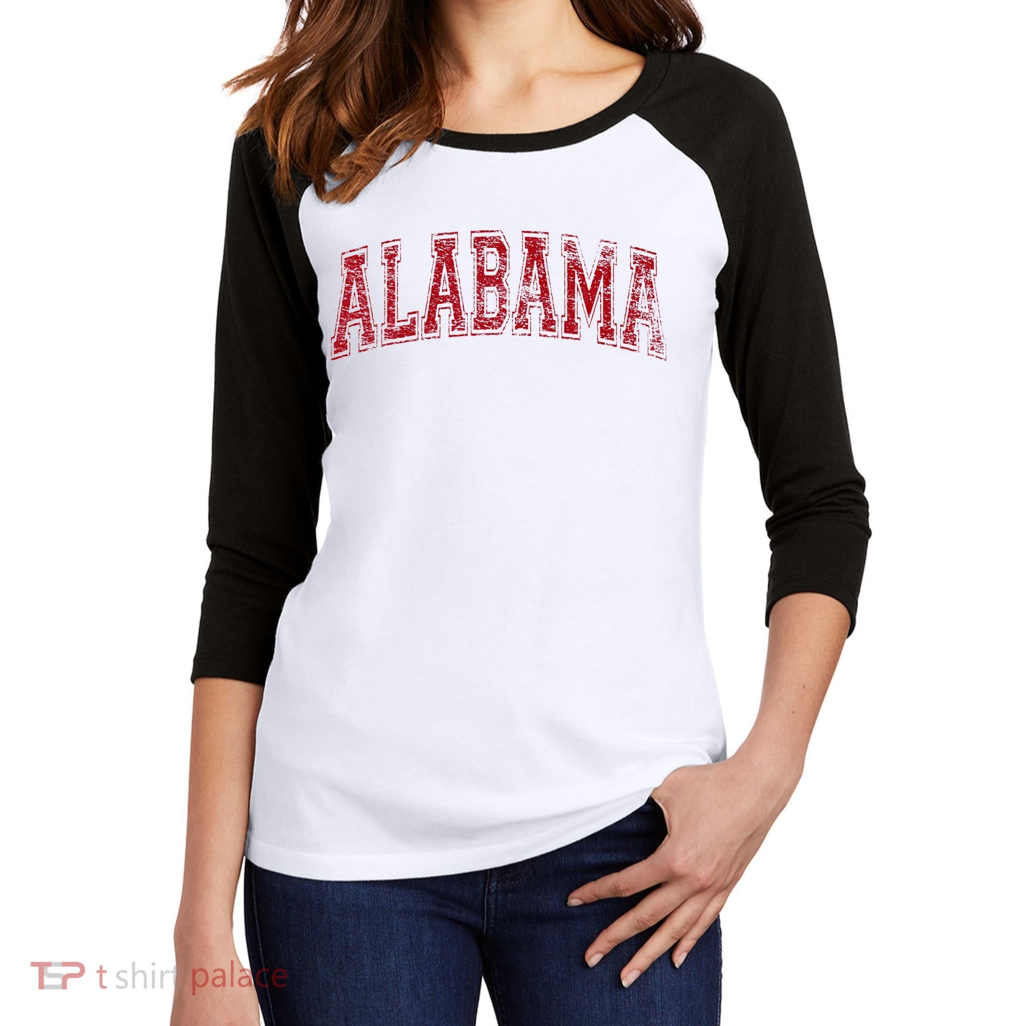 State Of Alabama Varsity Style Women's Tri-Blend 3/4-Sleeve Raglan Shirt