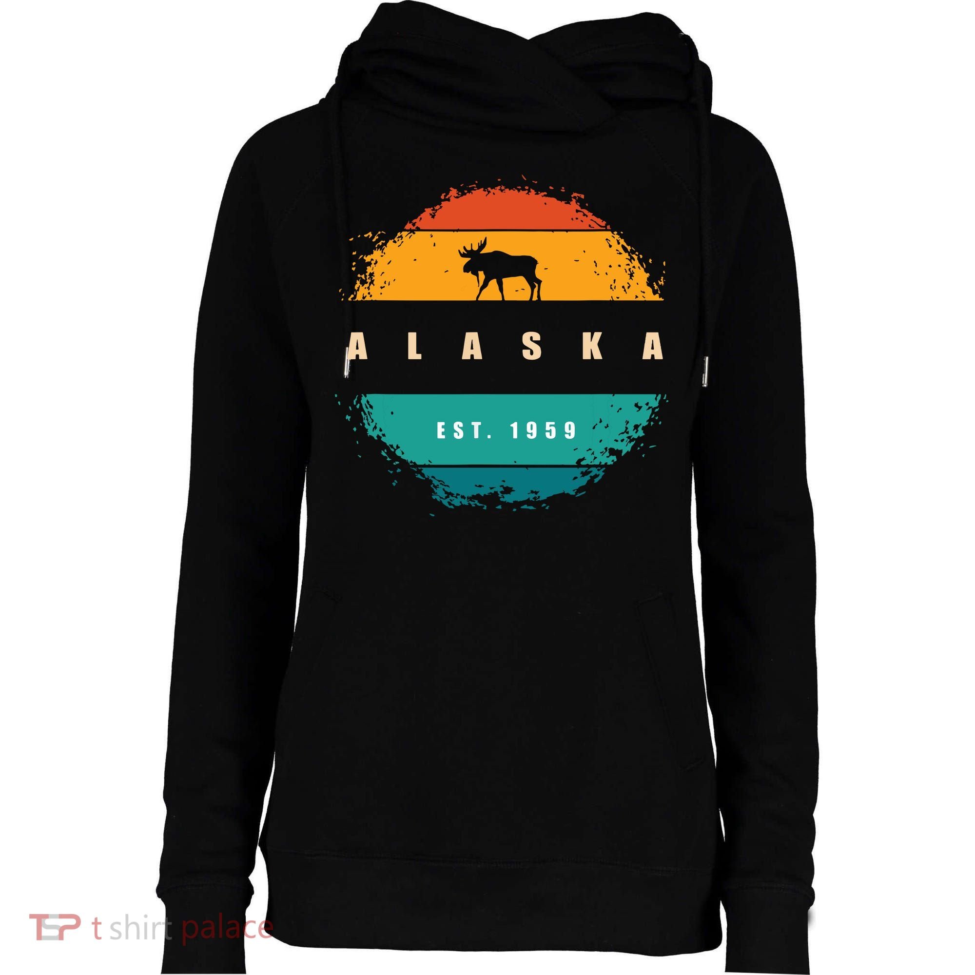 State Of Alaska Womens Funnel Neck Pullover Hood