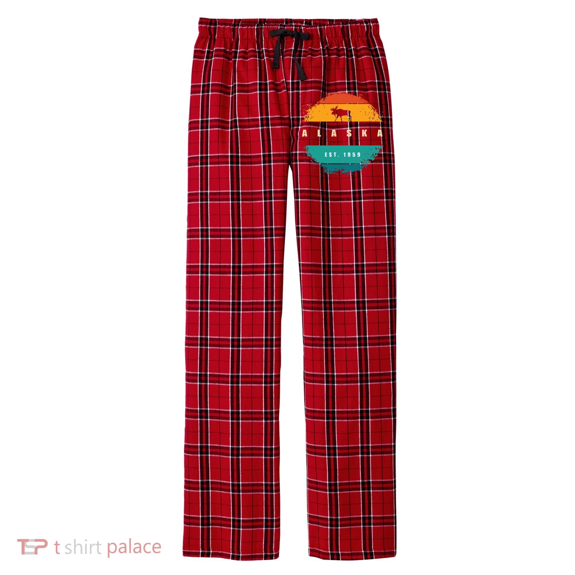 State Of Alaska Men's Flannel Plaid Pajama Pants