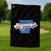 State Of Arkansas Retro Logo Golf Towel thumb 1