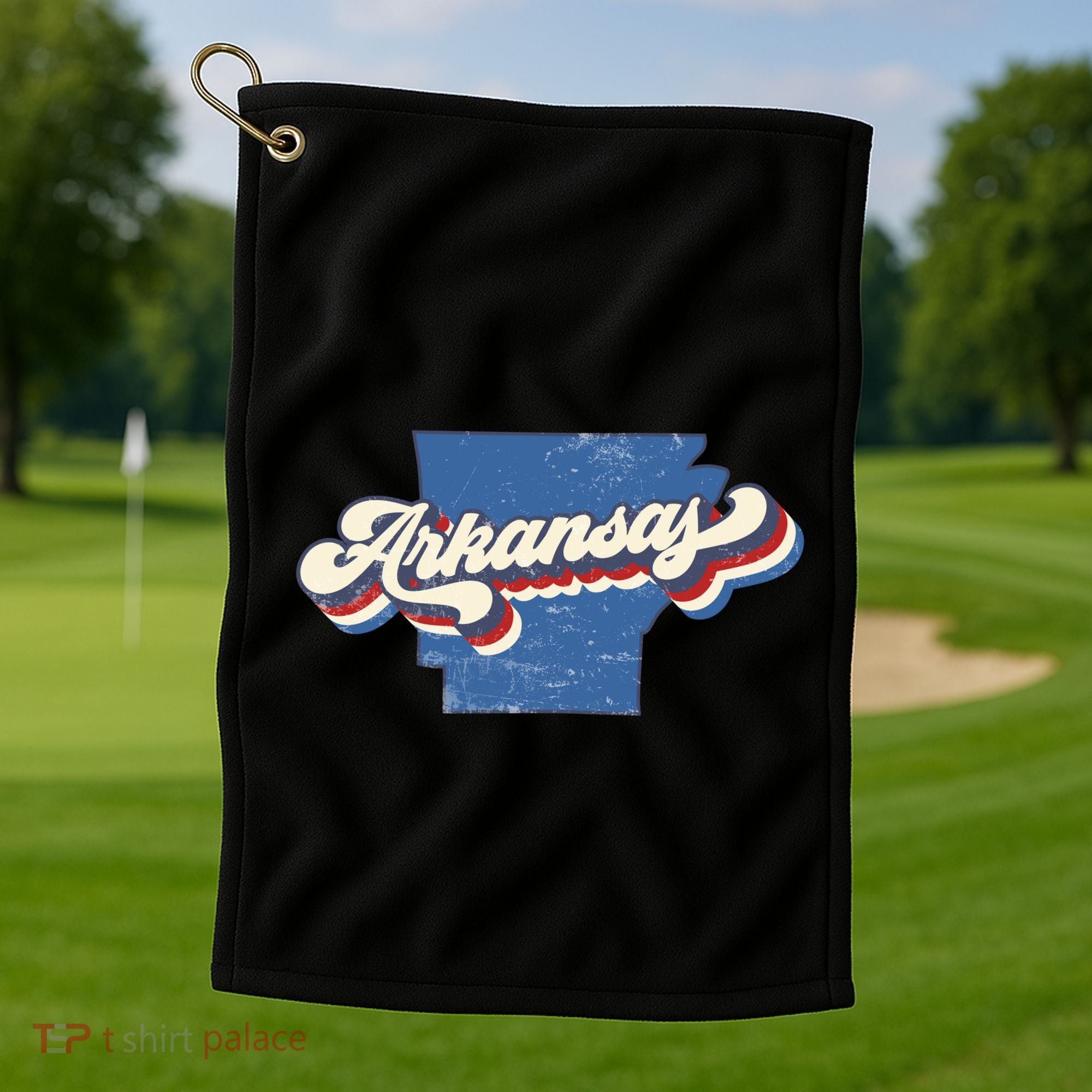 State Of Arkansas Retro Logo Golf Towel