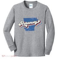 State Of Arkansas Retro Logo Kids Long Sleeve Shirt thumb 0