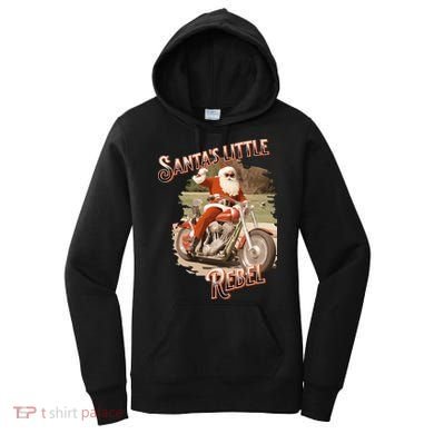 Santa on a Motorcycle Vintage Style Rebellious Christmas  Women's Hoodie