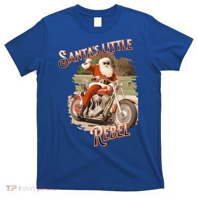 Santa on a Motorcycle Vintage Style Rebellious Christmas  T-Shirt
