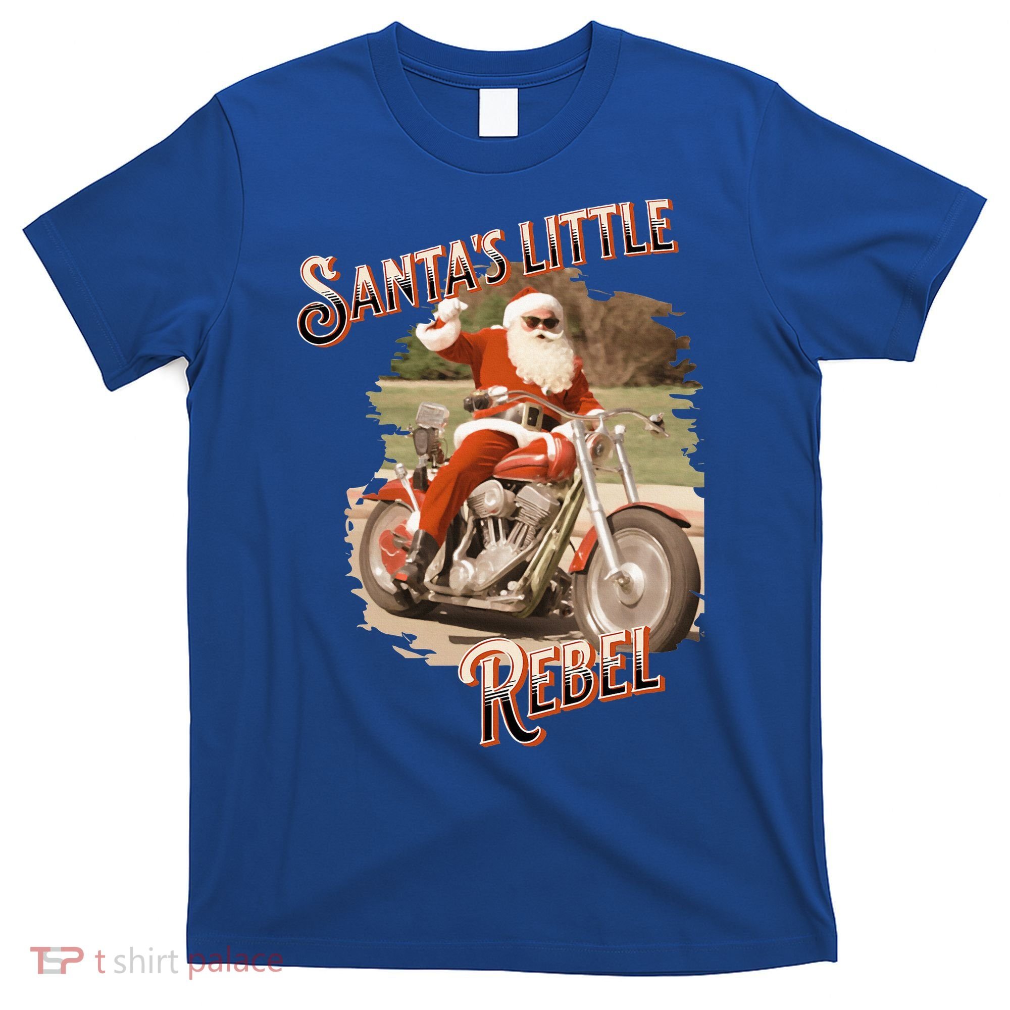 Santa on a Motorcycle Vintage Style Rebellious Christmas  T-Shirt