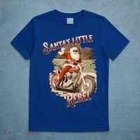 Santa on a Motorcycle Vintage Style Rebellious Christmas  T-Shirt thumb 5