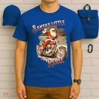 Santa on a Motorcycle Vintage Style Rebellious Christmas  T-Shirt thumb 6