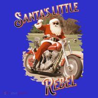 Santa on a Motorcycle Vintage Style Rebellious Christmas  T-Shirt thumb 7
