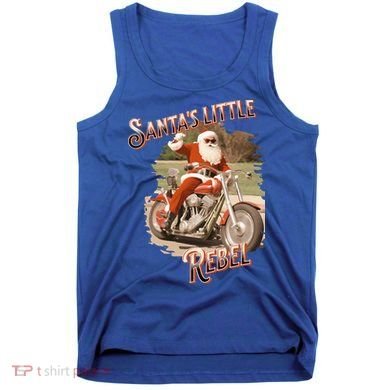 Santa on a Motorcycle Vintage Style Rebellious Christmas  Tank Top