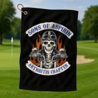 Sons Of Aspirin Arthritis Chapter Funny Biker Golf Towel thumb 1
