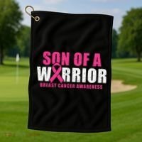 Son Of A Warrior Breast Cancer Awareness Golf Towel thumb 1