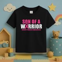 Son Of A Warrior Breast Cancer Awareness Toddler T-Shirt thumb 3